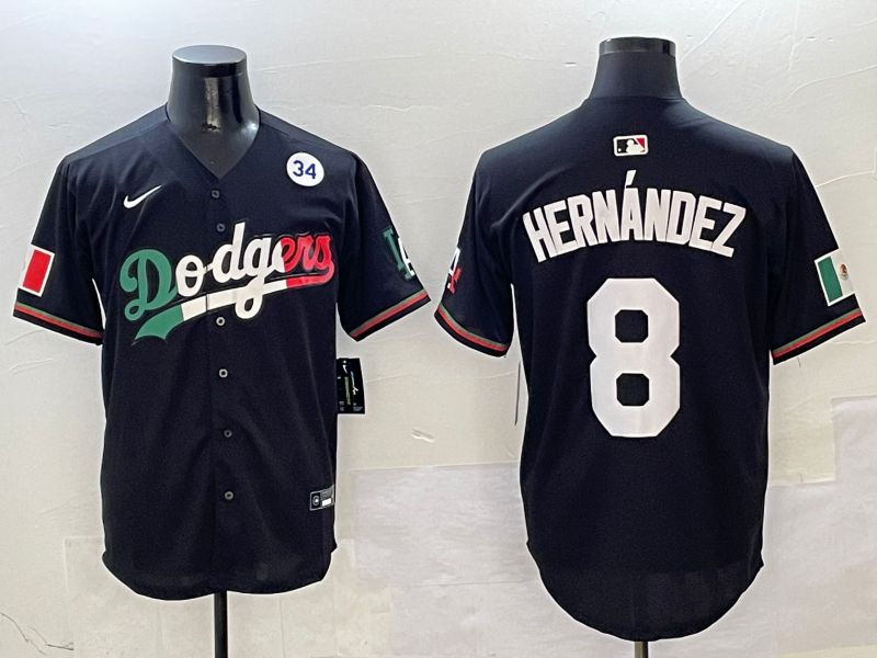 Men Los Angeles Dodgers #8 Hernandez Black Mexico Nike 2025 MLB Jersey style 8->los angeles dodgers->MLB Jersey